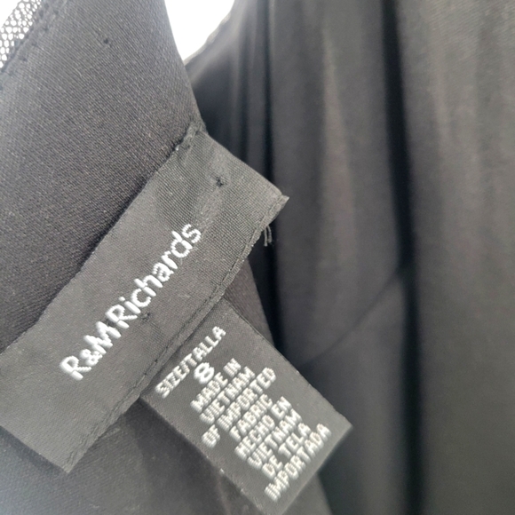 R&M Richards Fringe Sequined Cocktail Dress Black Maxi Size 8 New - Picture 5 of 7